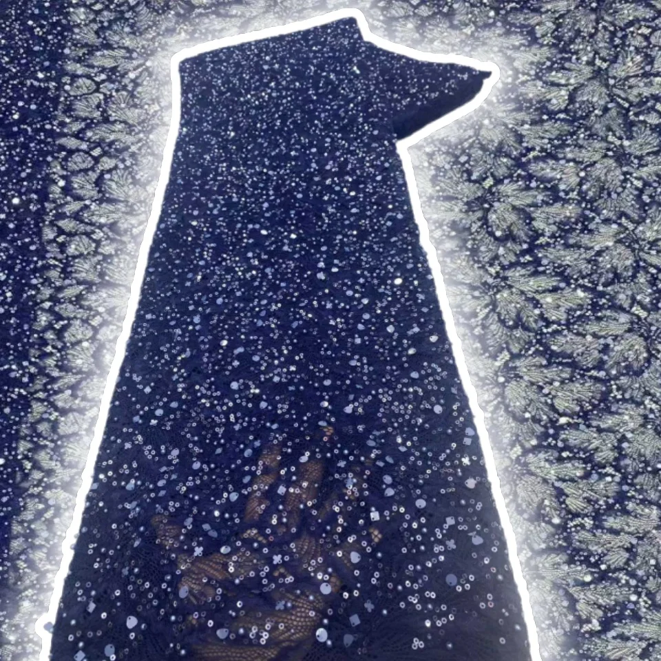 

African Lace Fabric 2025 Chantilly Lace Fabric Luxury for Wedding Sequins Pearl Embroidery Bridal Lace Fabric Dresses Z1264