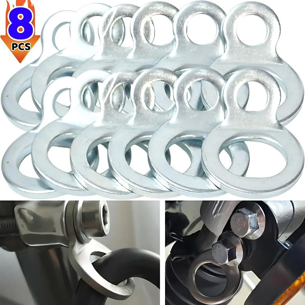 Motorcycle Tie Down Anchor 8 Figure Double Loop Cargo Strap Ring Heavy Duty Galvanized Iron Luggage Net Hook for Scooter E-Bikes