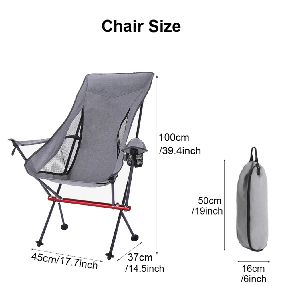 Desert Fox-Chaise de camping avec accoudoir, chaises pliantes d'extérieur avec sac de transport, chaise à dossier long pour la pêche, la randonnée, l'escalade