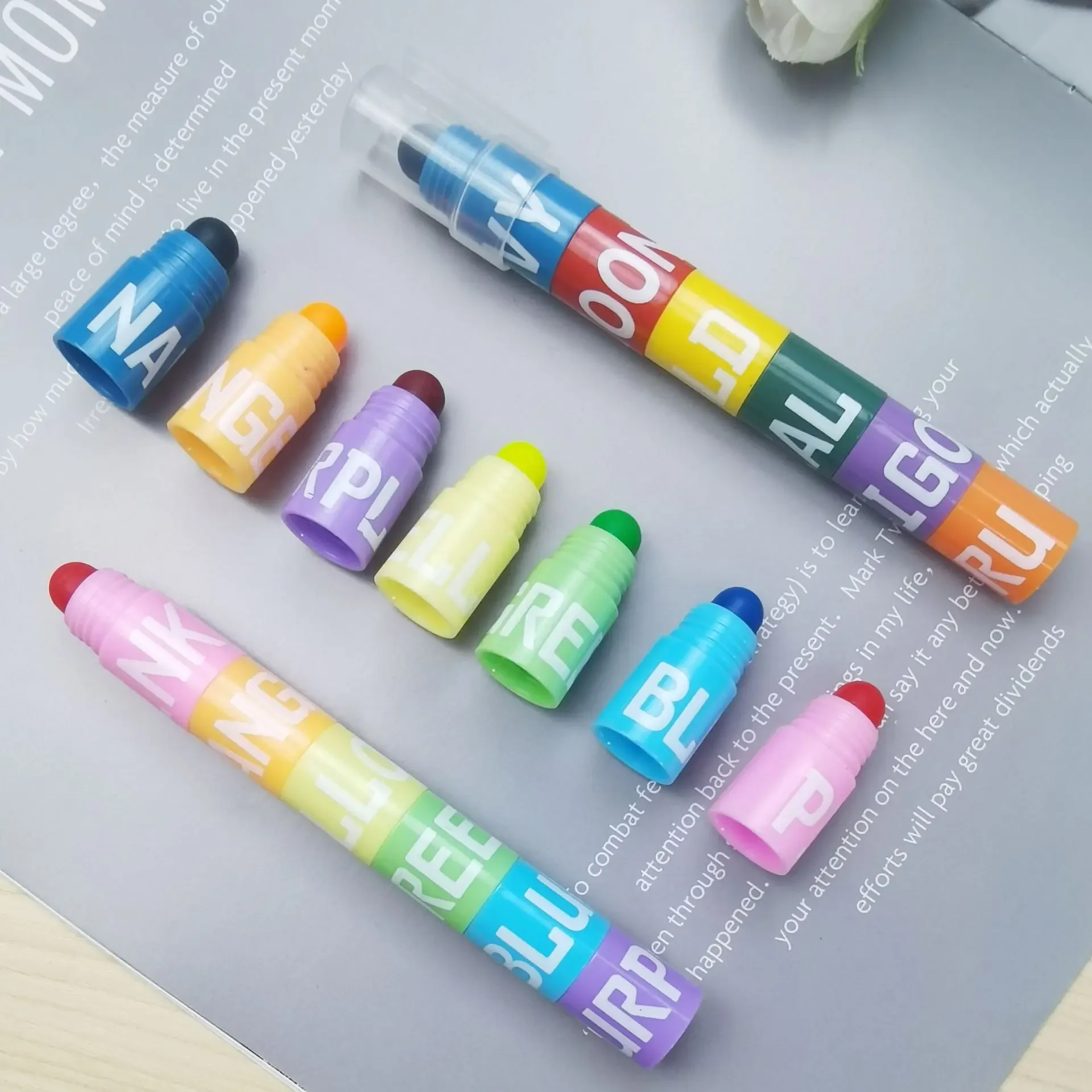 

4pcs Korean School Supplies Stitching Solid Highlighter Creative Student Stationery Marking Retro Color Pen