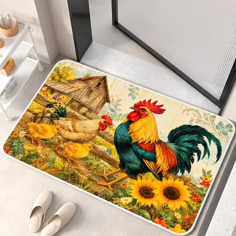 Autumn Harvest Floor Mat Flannel Rug Soft Non Slip Washable Door Mat for Bedroom Living Room Home Decor