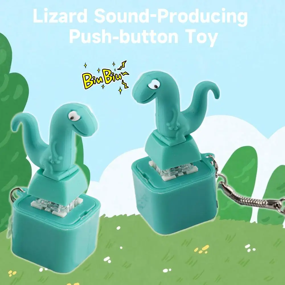 Rechargeable Luminous Sound Lizard Snake Decompression Button Keychain - Press to Emit Glowing Snake Pendant for Stress Relief