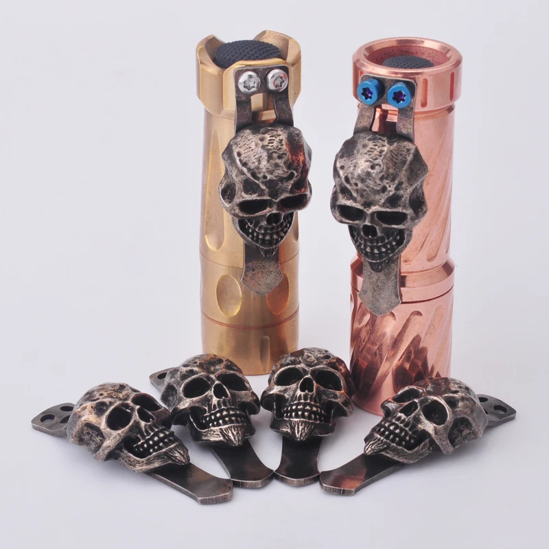 

Universal Flashlight Back Clip Steel Fire Skull Waist Clip Metal Flashlight External EDC Pocket Clip K Sheath Tools