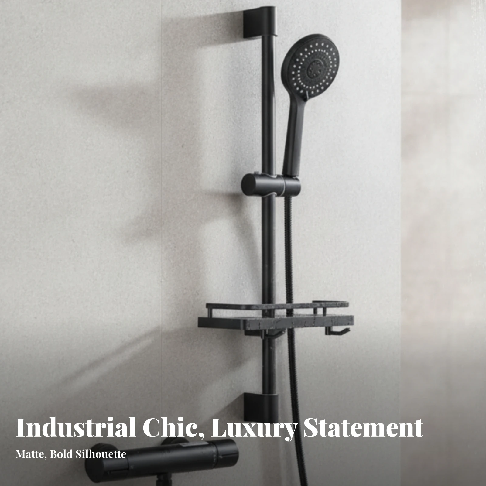 Shower Kit with Shelf Modern Thermostatic Shower Mixer Thermostatic Mixing Valve Anti-Scald Plumbing Fixture for Homeowners