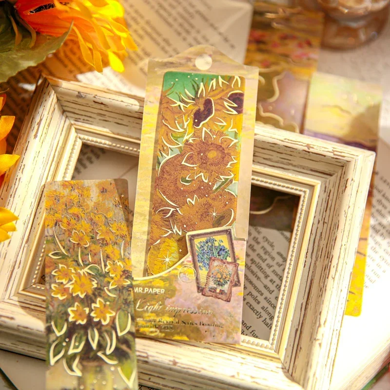 5 Sheets/pack Oil Paintings PVC Bookmarks Aesthetic Romantic Flower Reading Mark Card Exquisite Bookmarks School Office Supplies