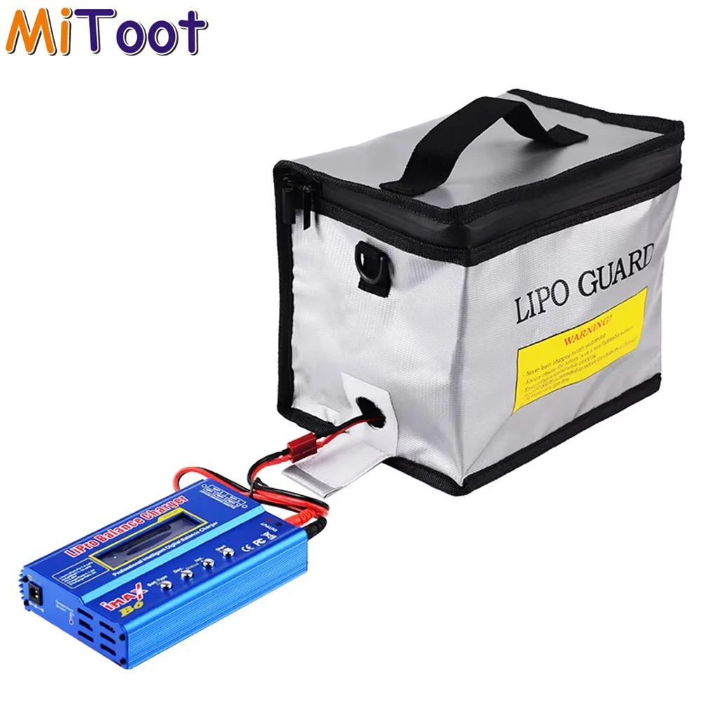 Lipo-Akku-Sicherheitstasche 215*145*165mm Feuerfeste Explosionsgeschützte RC-Akku-Schutztasche Tragbare Aufbewahrungstasche für RC-Drohne Auto Boot