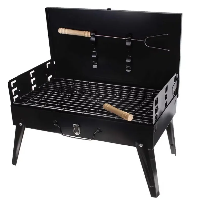 

Portable Modern Metal Barbecue Grill Foldable Powder Coated Outdoor Backyard Camping Picnic Save Home Commercial Space