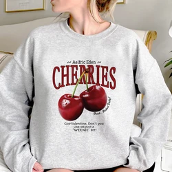 Cherry hoodie comic funny athleisure modern style designer anime sweater girl pullover anime printed design