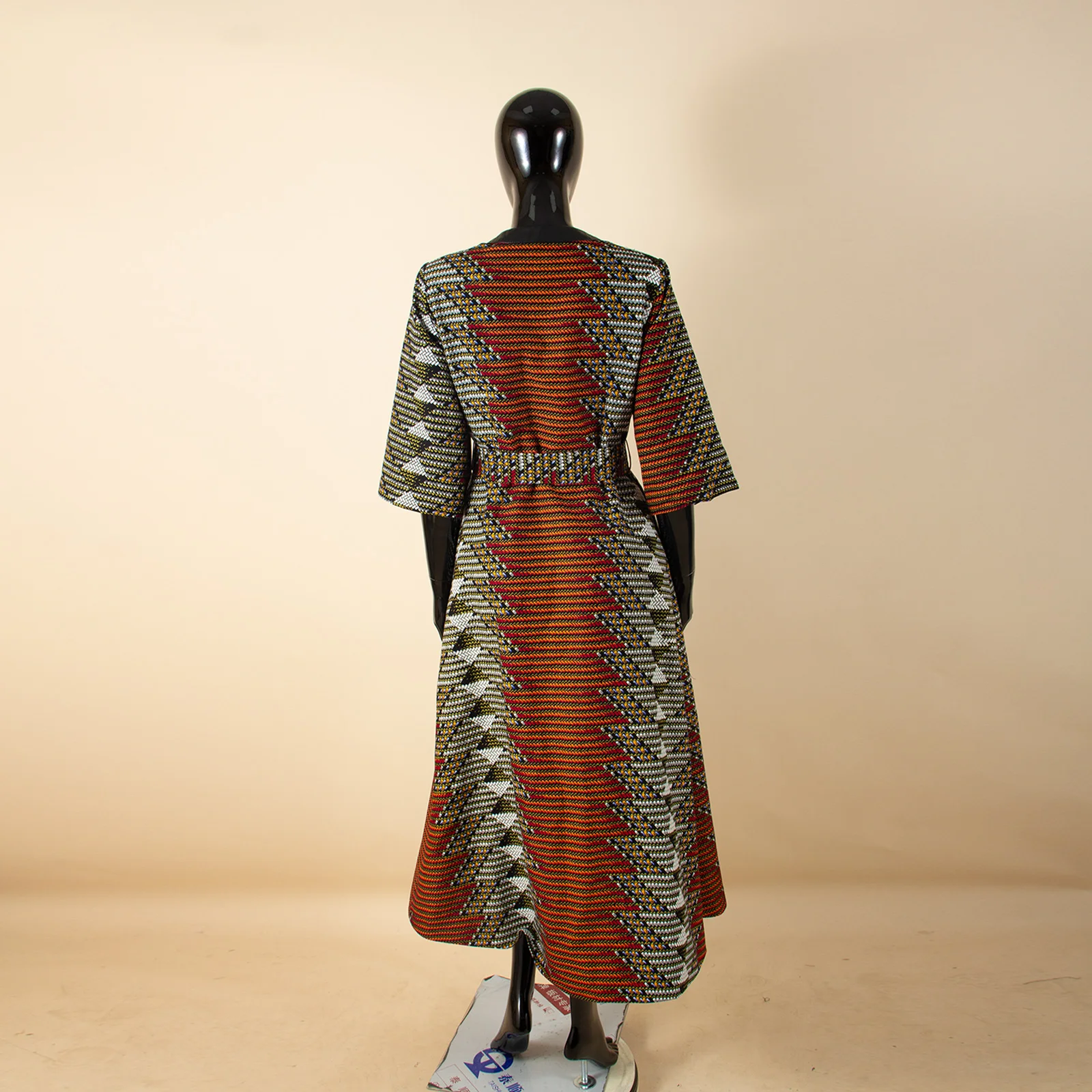 2026 Arrival African Wax Casual Coat for Women AFRIPRIDE Three Quarter Sleeve Ankle Length Women Coat with Sashes A1824009