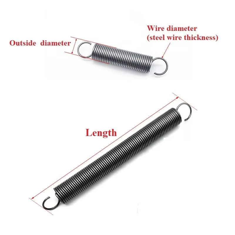 Opening Hook Stretching and Pulling Back Coil Spring Steel Wire Diameter 0.8mm Outer Diameter 4.5/6/7/8/10mm Length 15~300mm