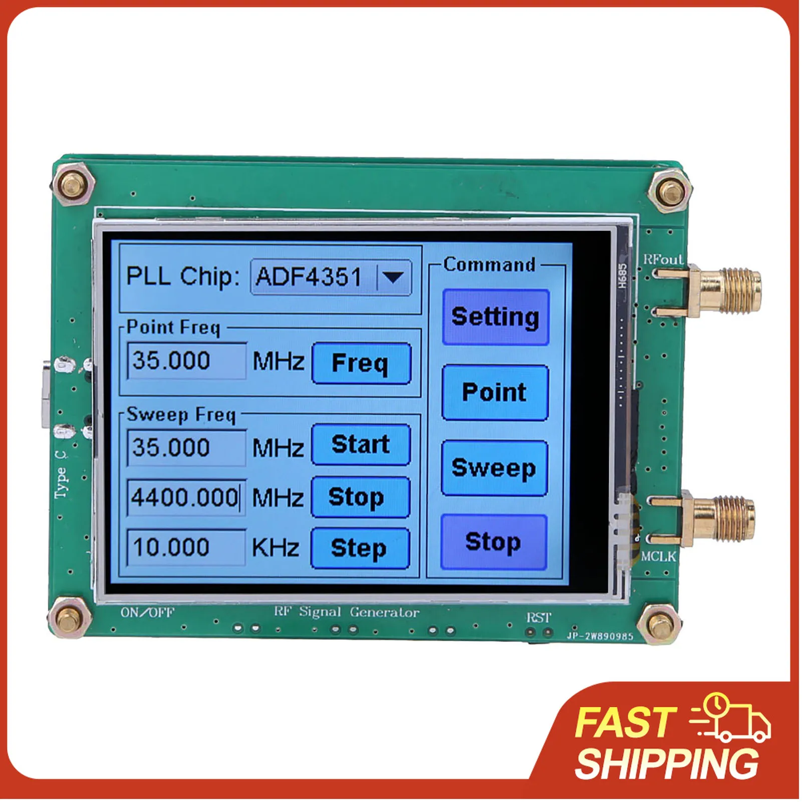 Full Touch RF Signal Generator ADF4350/4351 35M-4.4GHz Sweep Frequency PC Software Control for Wireless Test Equipment & WLAN