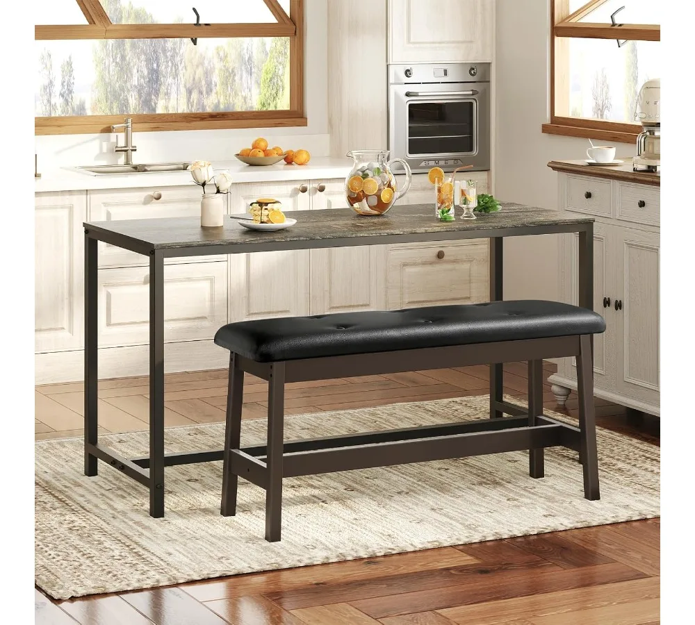 مقعد طعام من الخيزران مع مقعد من جلد البولي يوريثان، أثاث مدخل غرفة المعيشة متعدد الوظائف للمطبخ، بني وأسود