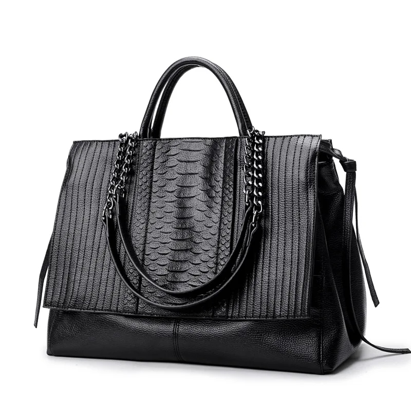 Designer Women's Handbag Luxury Crocodile Pattern Handbag Chain Women's Shoulder Bag Black Business Tote Bag