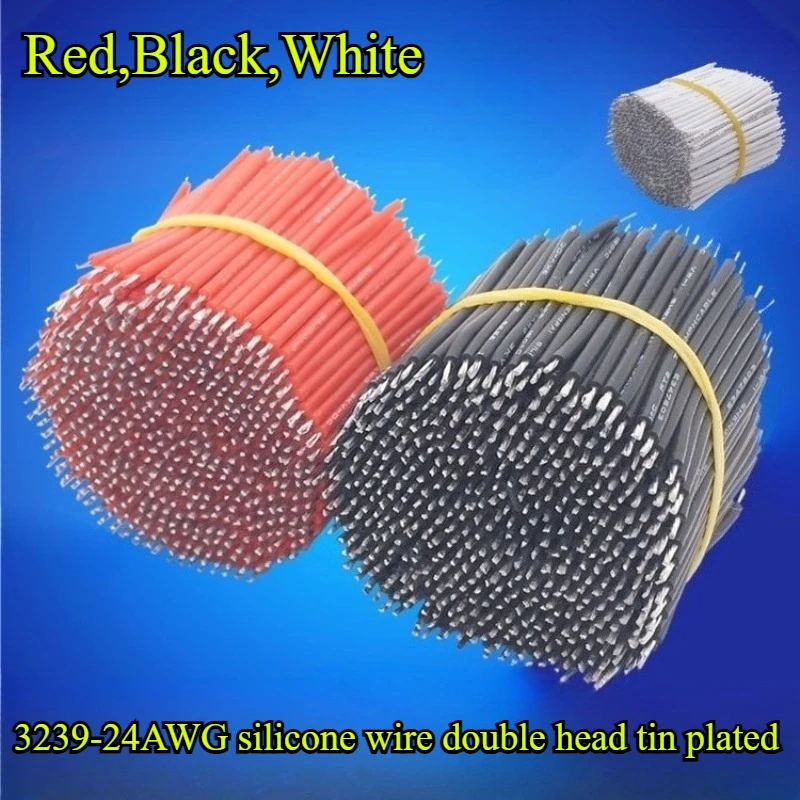 

3239-24AWG silicone wire resistant high temperature double head tin plated battery power conductive welding harness 3/4/5/6~20cm