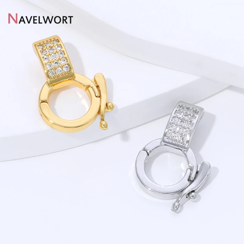 18K Gold Plated Brass Inlaid Zircon Pendant Holder Connector Clasps  Pendant Bail Clasps,For DIY Necklace Jewelry Making Finding - view 3