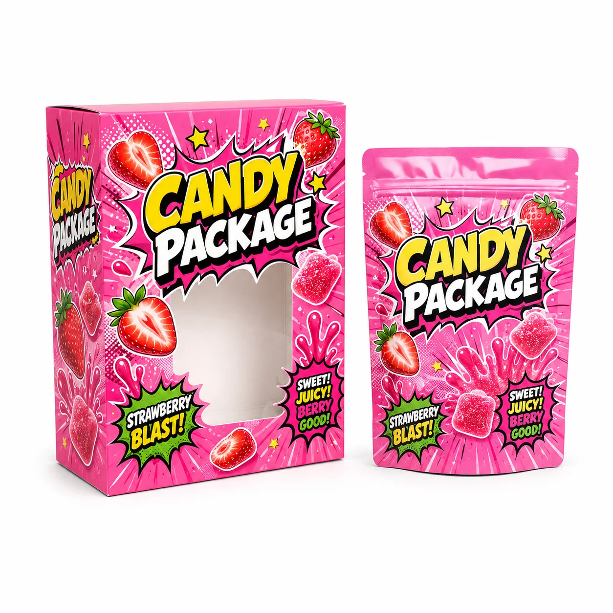 Custom High-end Candy Mylar Pouch Paper Packaging Box with Window for Retail Product Display