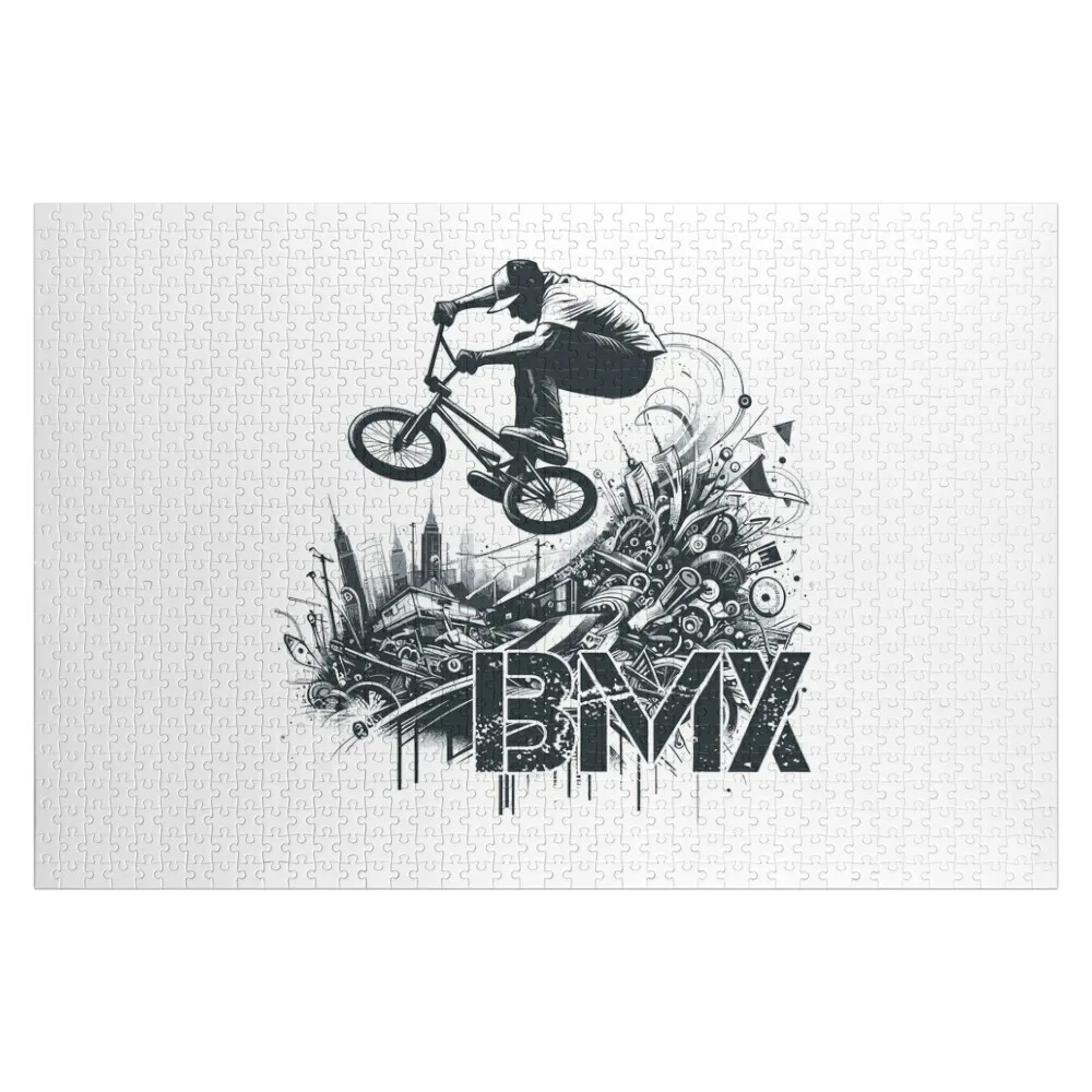 

BMX Bike Bicycle Trick City Gift Jigsaw Puzzle For Children Personalized Name Custom Wooden Name Photo Puzzle