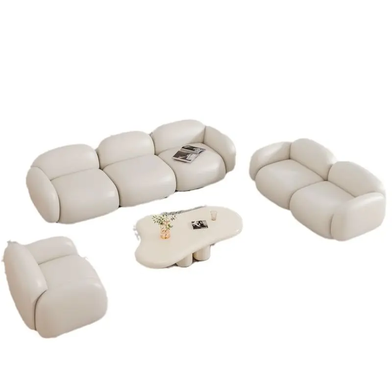 

Furniture household small apartment bedroom living room clothing store lazy leisure rental room cream combination sofa