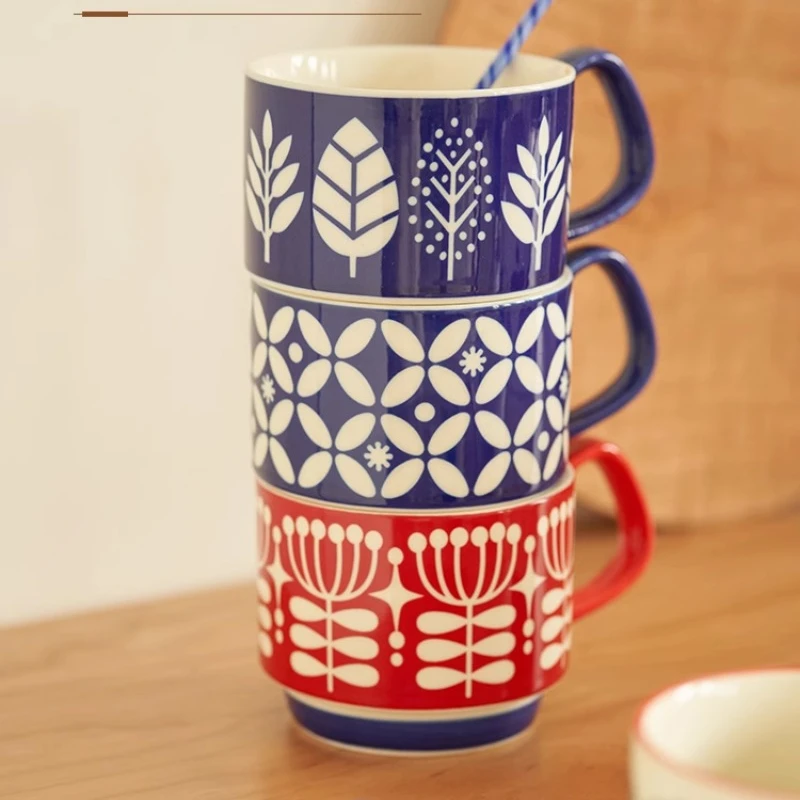Retro Coffee Mugs Women Home with Water Cup Ceramic Drinking Tea Cups Personalized Senior Sense Ins Style