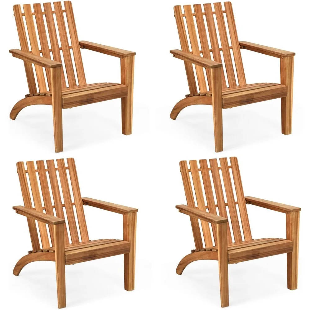 

Набор стульев Adirondack из 4 уличных стульев из акации, грузоподъемность 350 фунтов, устойчивые к атмосферным воздействиям стулья для костра для газонов