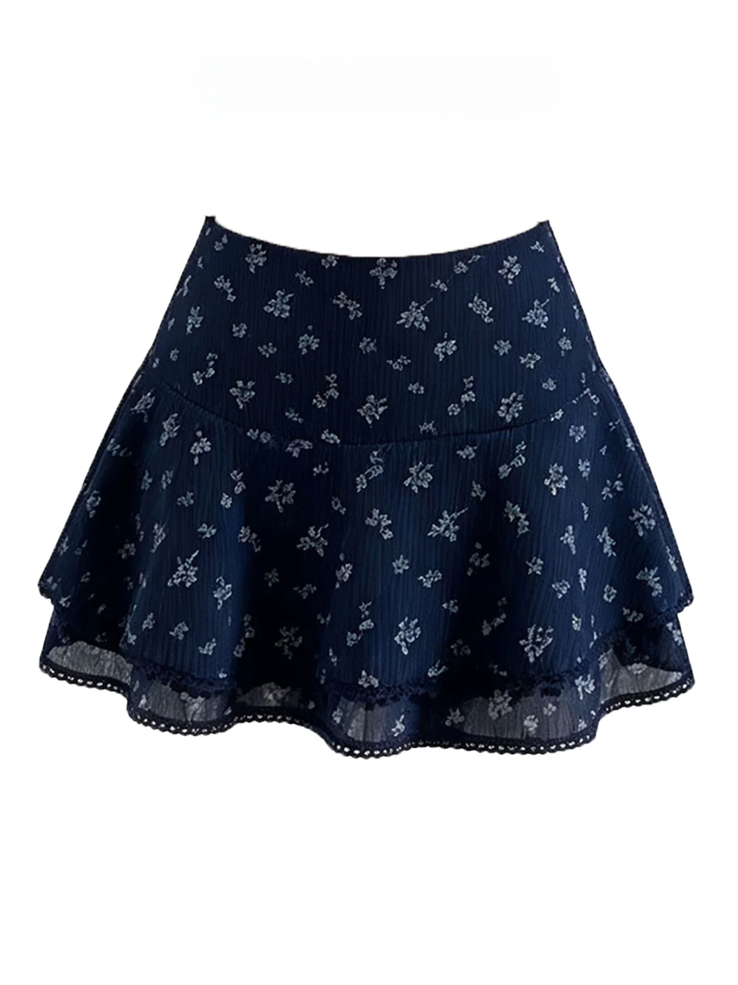 Sweet Floral Print High Waist A-Line  Skirt Women's Early Autumn New Style Versatile Short Skirt Breathable Casual Skirt