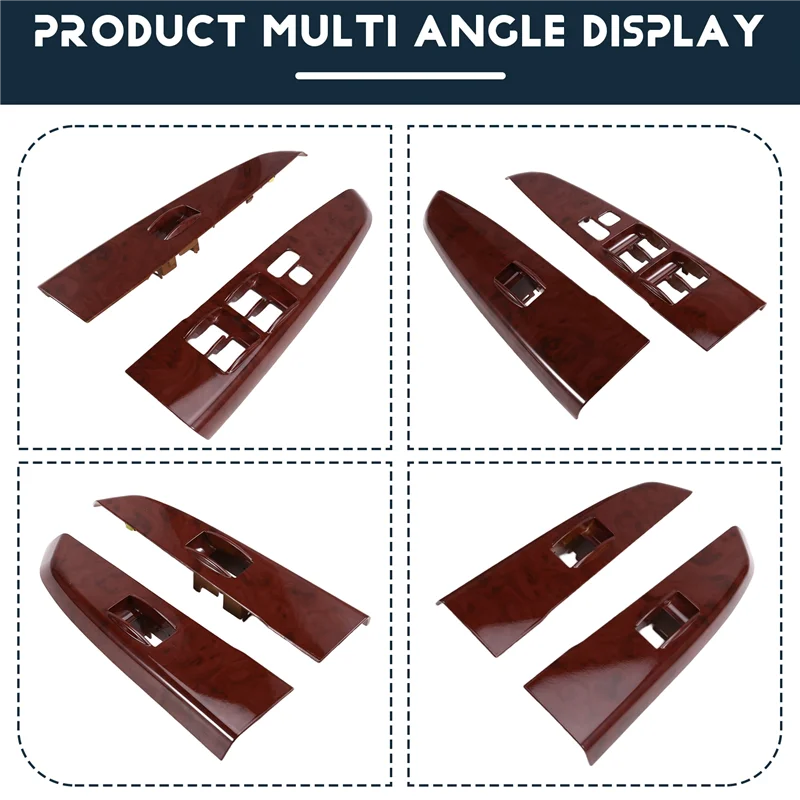 

ABQB-4PCS Front+Rear Door Armrest Trim Panel Window Switch Bezel For Toyota Hilux 05-14 4271-0K010 74272-0K010 74231-0K020