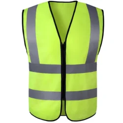 High Visibility Safety Vest with Zipper Fabric Four Bar Reflective Vest Multi Color  Safety Clothes Customized Logo