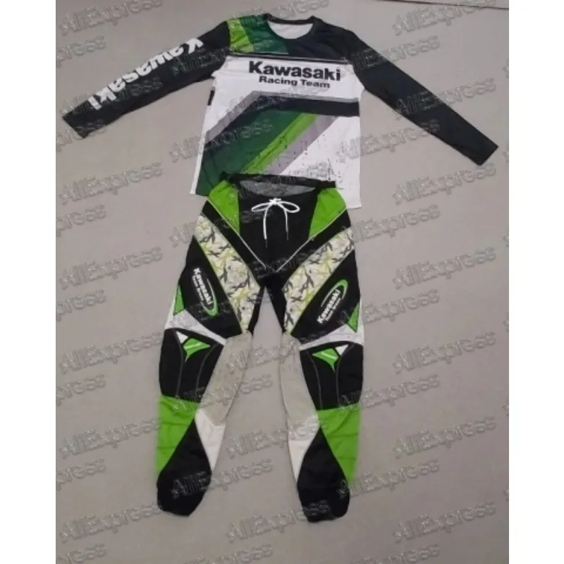 

Kawasaki 2025 Classic Motorcycle Mountain Bike Jersey Racing Sports Breathable Sweat Wicking Quick Long Sleeve and Pant Set