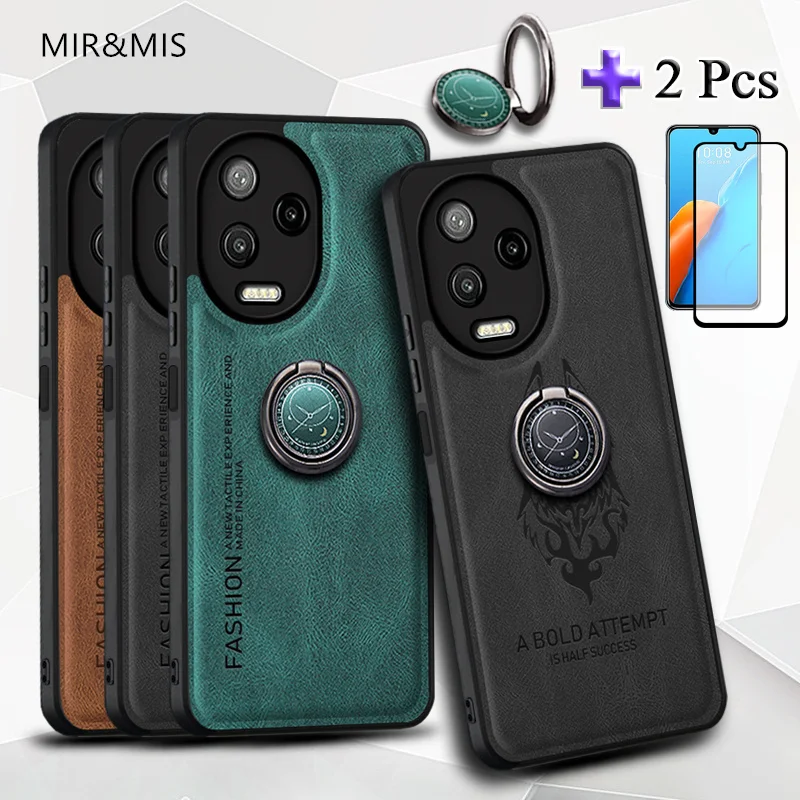 2 IN 1 For Infinix Note 30 4G 30 5G 30 Pro 4G 30 VIP Case Printed Fashion Case With Ring Bracket And Two Piece Ceramic Screen