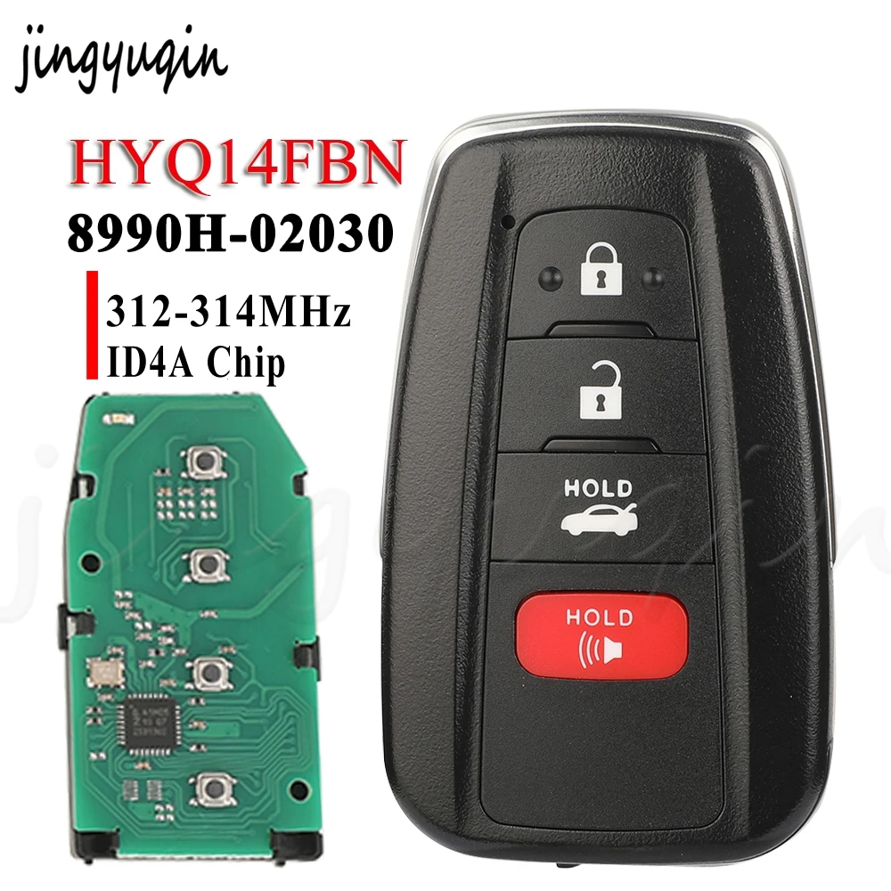 

jingyuqin 4Button Remote Smart Car Key Keyless For Toyota Corolla 2019-2022 ID4A Chip 315Mhz FCC ID: HYQ14FBN 8990H-02030