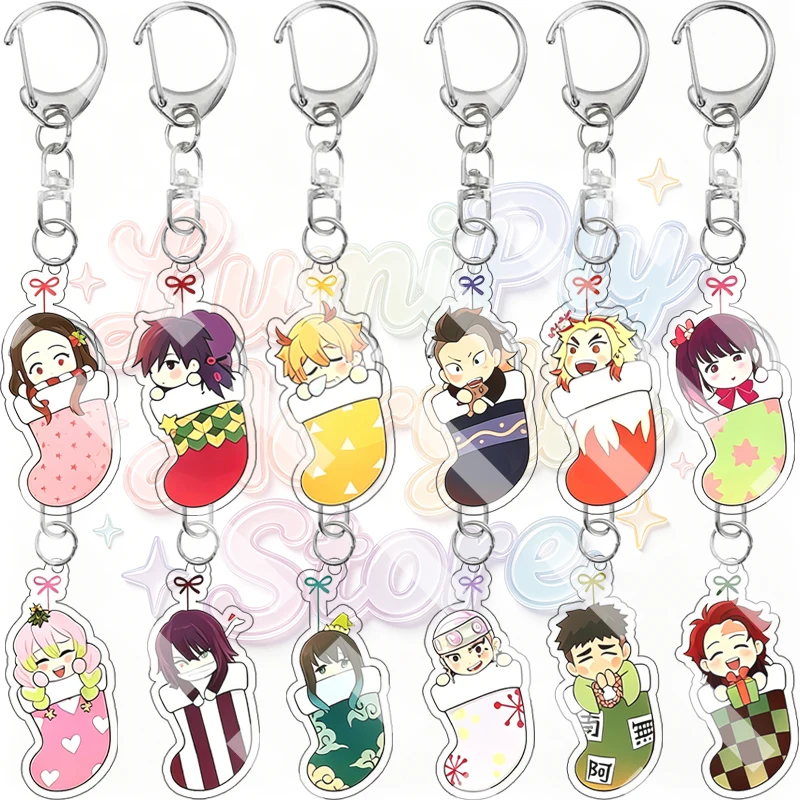 Demon Slayer Weihnachtsstrumpf Agatsuma Zenitsu Rengoku Nezuko Anime Cartoon Acryl Schlüsselanhänger Anhänger Party Weihnachten Festliche Dekoration