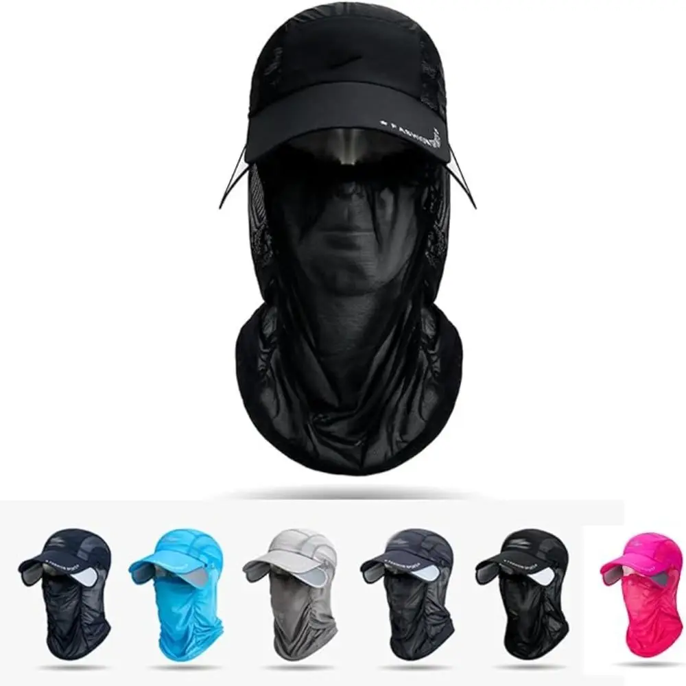 New Retractable Brim Sun Hat Outdoor Cycling Multifunctional Sunblock Cap Solid Color 360 ° sun protection Full Face Mask