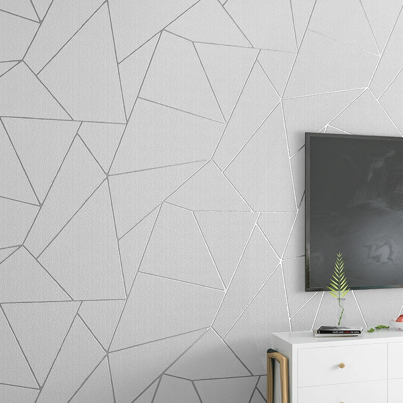 

3D Geometric Wallpaper for Home Decoration Living Room Grey Triangle Wallpaper Modern Minimalist Bedroom Living Room Wallpaper
