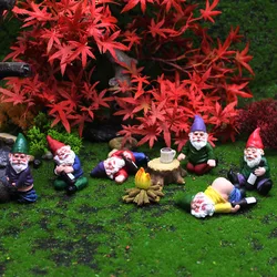 5/6/9 pcs betrunken Gnom Harz Set Mini Zwerg Lagerfeuer Statue wasserdicht Märchen Garten Außen terrasse Rasen Landschaft Dekoration