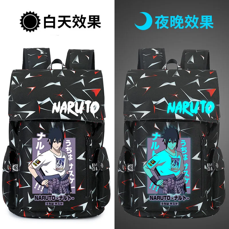 Naruto Kakashi student schoolbag large-capacity casual shoulder pads waterproof luminous light reduction luminous backpack