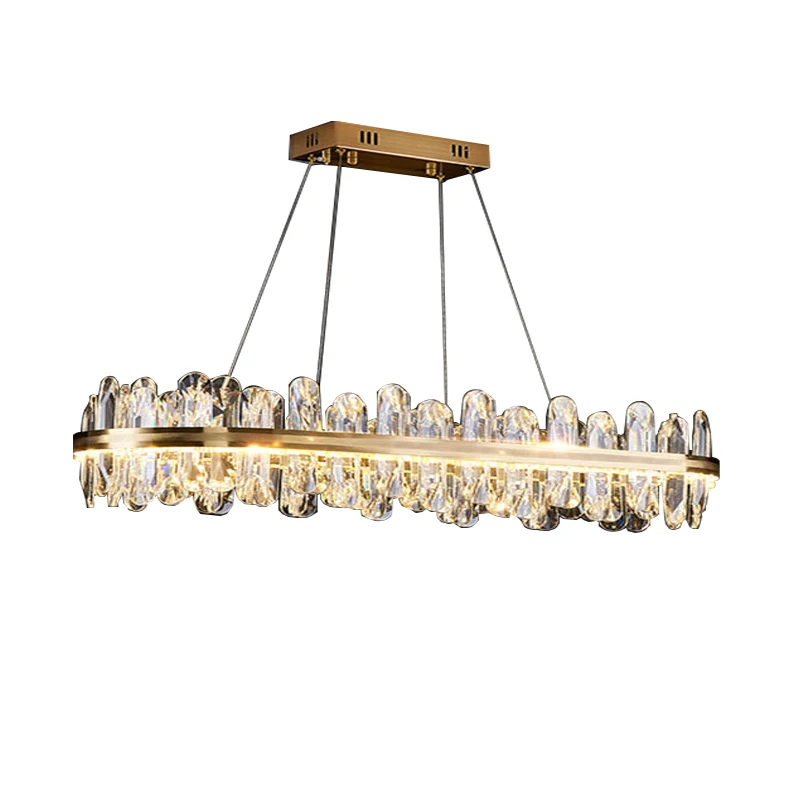 

Luxury Dining Room Decoration Long Crystal Chandelier Nordic Gold Kristal Lustres Lamparas Led for Living Room