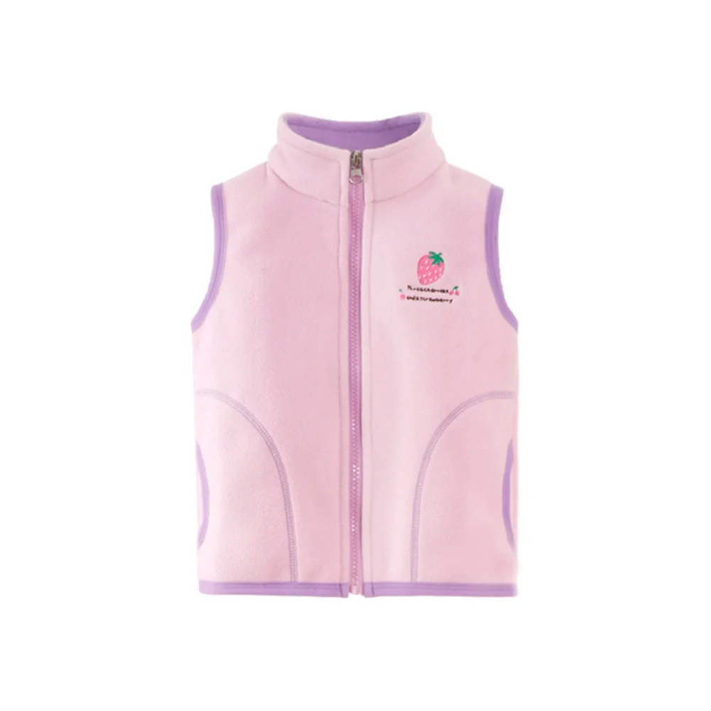 Children Vest Kids Outerwear Strawberry Embroidery Waistcoats Sleeveless Jackets Kids Vest for Boy Fleece Girl Vest Warm Winter