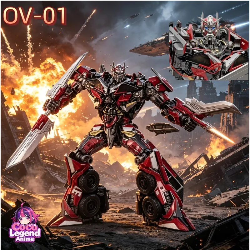 In StockTransformableToy OV01 Sentinel Prime Modified Enlarged Version Alloy Steel SS Sentinel Prime Vehicle Robot Model Action