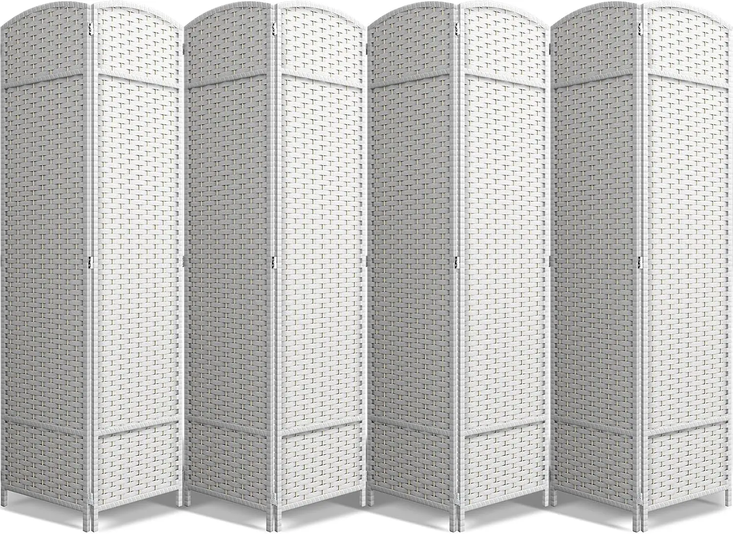 8 Panel Room Divider 6 ft. Tall -Privacy Screen, Extra Wide Double Hinged Panels,Mesh Hand-Woven Design, Partition Room Dividers