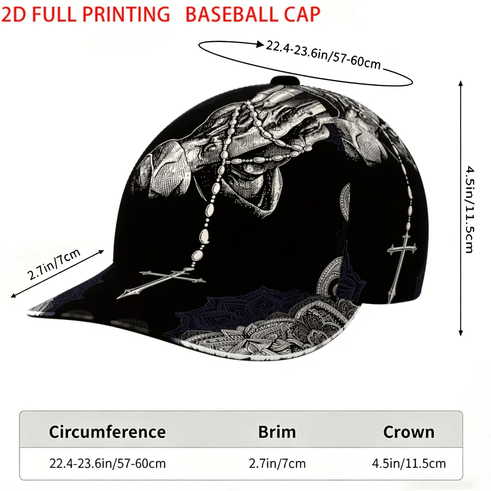 Customization Novelty Vintage Tattoo-Style Hand Cross-Sword Art Print Adjustable Baseball Cap Unisex, Breathable Lightweight Cur