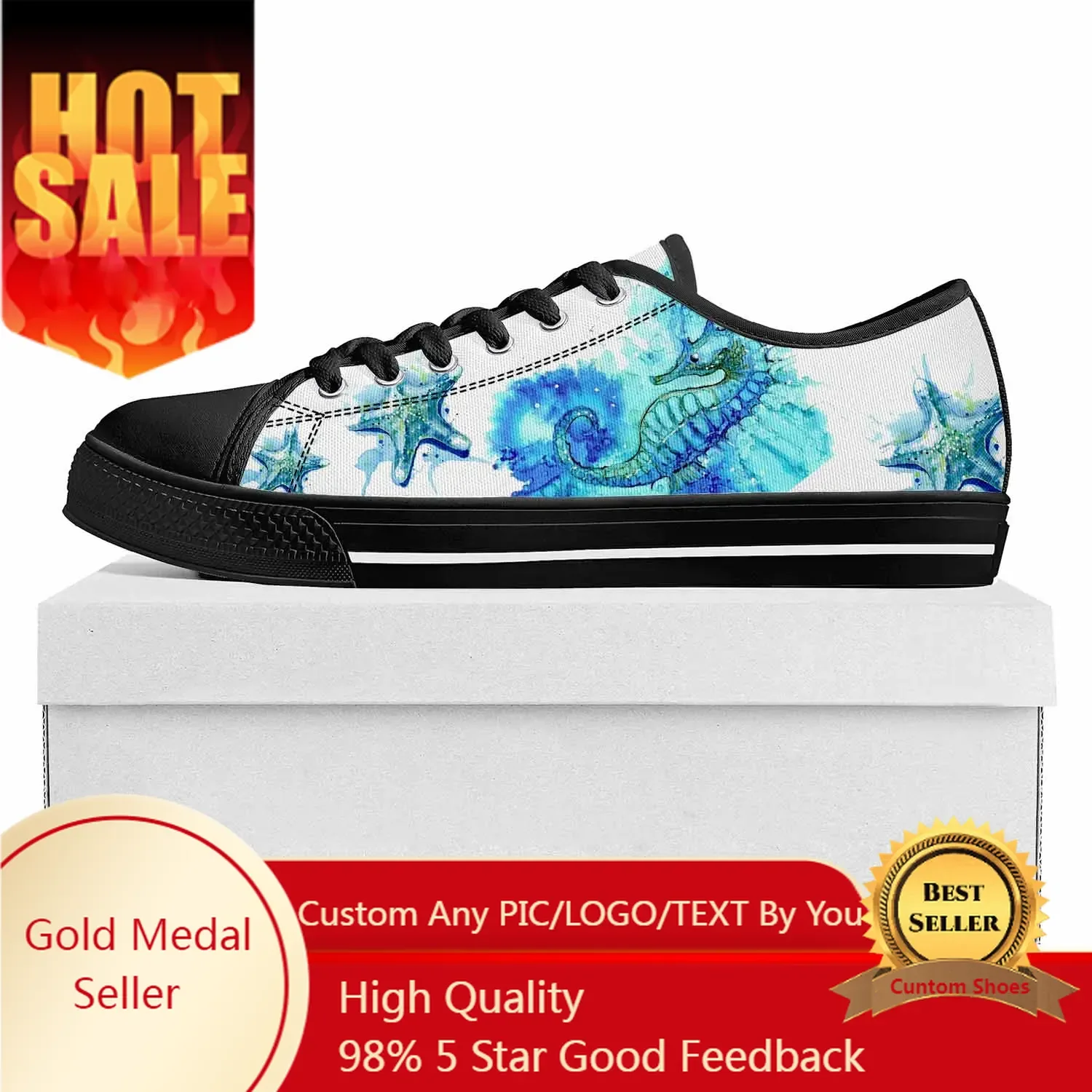 

Seahorse Ocean Series Low Top High Quality Sneakers Mens Womens Teenager Tailor-made Shoe Canvas Sneaker Casual Couple Shoes