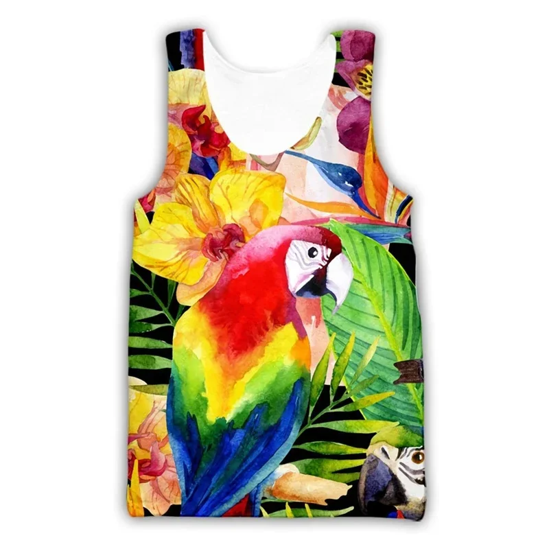 

Newest Funny Birds Parrot Tank Tops Men Women Summer Casual Sleeveless Shirts Hip Hop Streetwear Oversized Tops Tees
