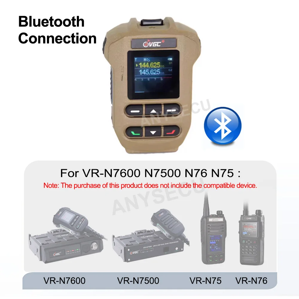 VGC BHM-88 Wireless Microphone For VR-N7600 VR-N7500 VR-N76 VR-N75 Two Way Radio Accessories 1.44-inch LCD Display
