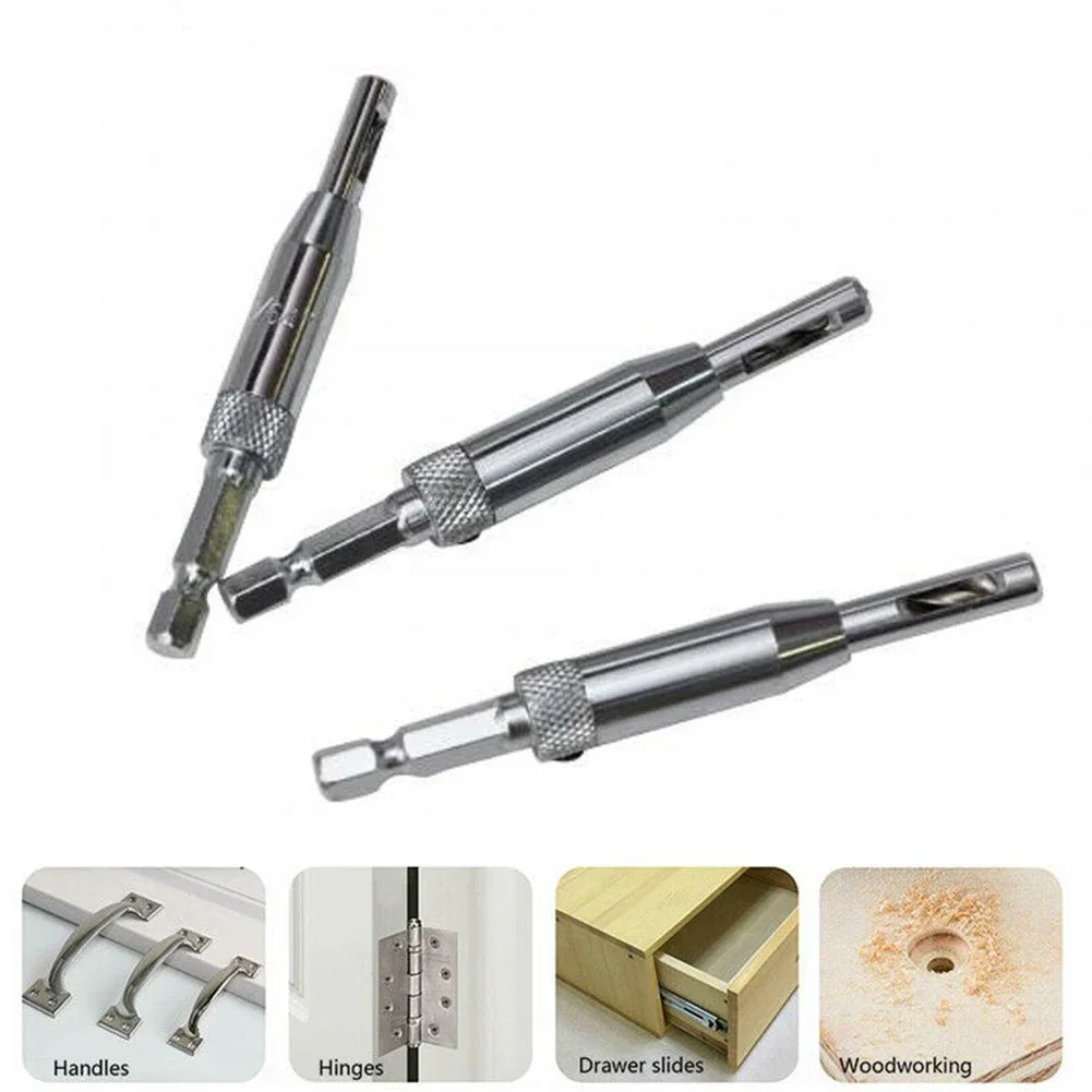 3pcs Self Centering Hinge Drill Bits Door Window Cabinet Woodworking Hole Puncher Wood Reaming Tools Countersink Drill Bits