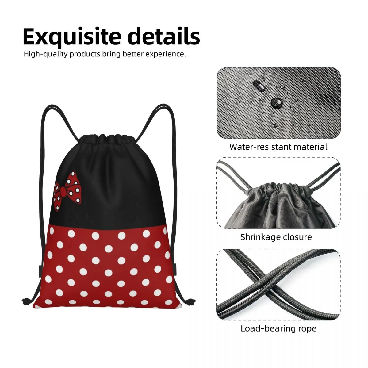 Niestandardowe Diy Cute Cartoon Minnie Character Drawstring Bag Kobiety Mężczyźni Lekki sportowy plecak do przechowywania na siłownię