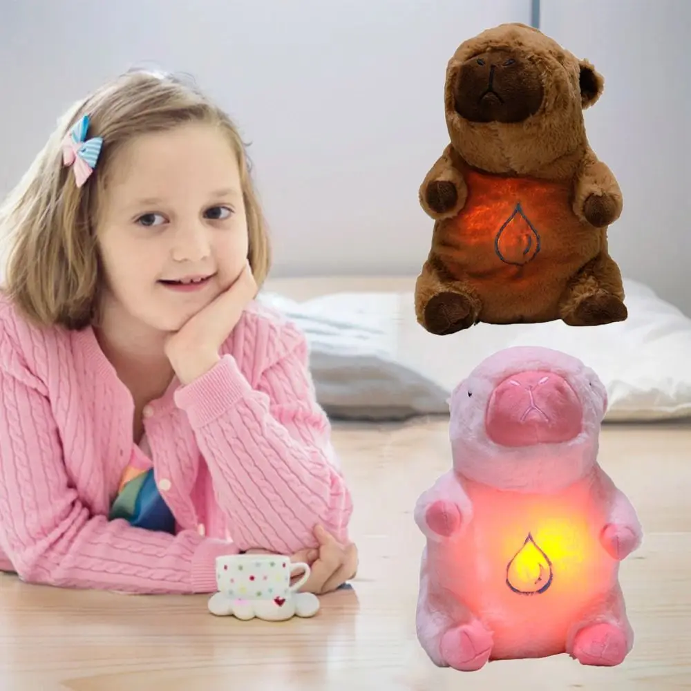 

Kawaii Music Breathing Capybara Rhythmic Lights Plush Bear Doll Sleeping Companion Capybara Soothing Doll Gift