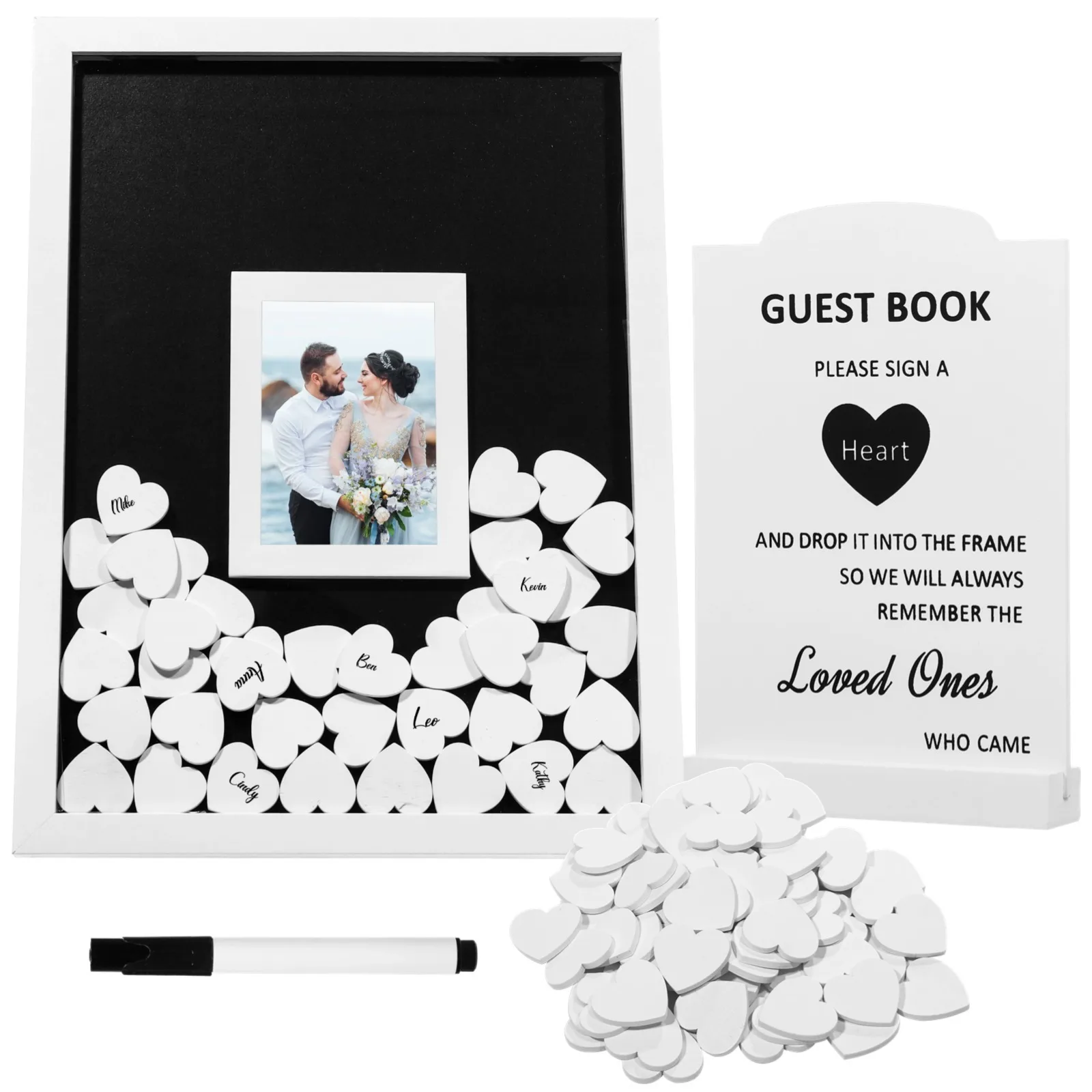 Wedding Guest Book Picture Frame Signature Photo Frame Wedding Guest Book Alternative 70 Wooden Hearts Heart Guest Book Drop Box