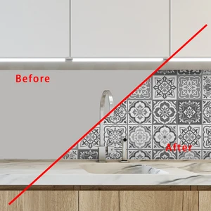 1 rulo gri ve beyaz ispanya ve portekiz fas, desenler, dekoratif kalınlaşmış nem geçirmez kendinden yapışkanlı mutfak yağı geçirmez, kendinden reklam - 8 en çok satan, dekorasyon, Fas - no. 7