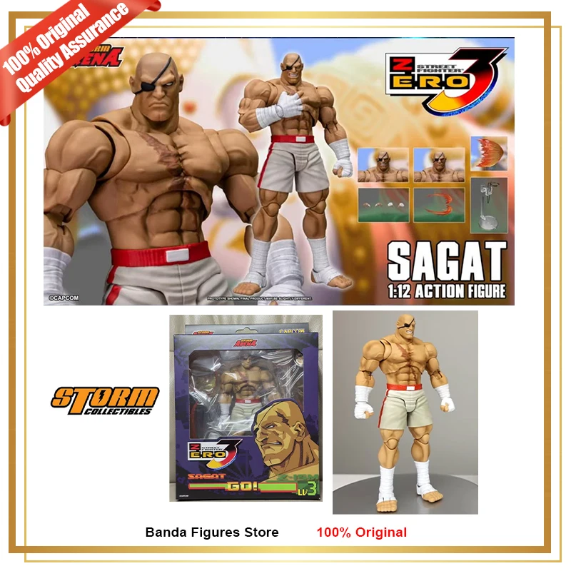 Caja Original Storm Collectibles Storm Arena Street Fighter Alpha 3 Sagat Edición Exclusiva del Evento 1/12 Blanco Rojo Figuras en Stock