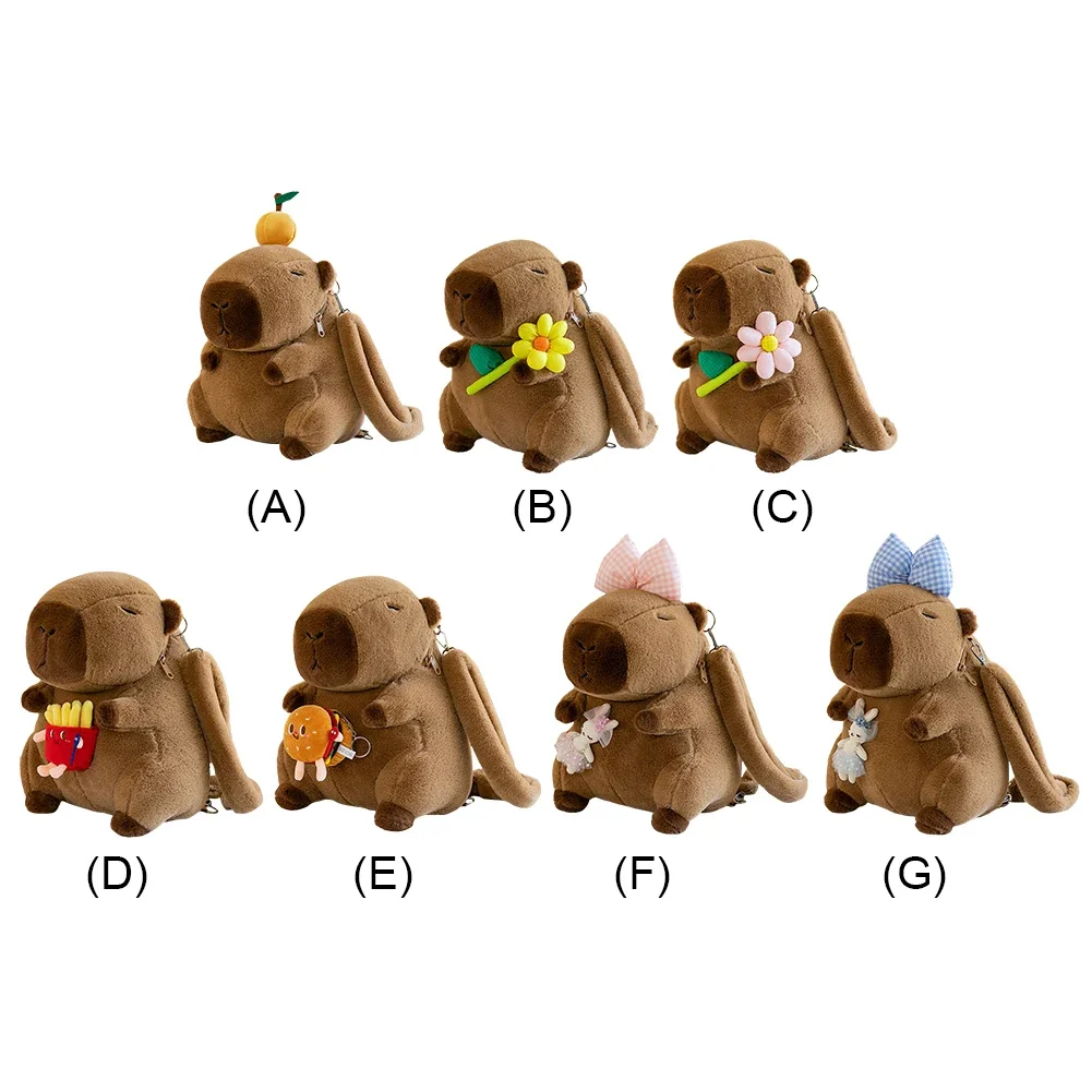 Mochila bonita de felpa de capibara, bolso de hombro de capibara de dibujos animados divertidos, bolso de piel para estudiantes, bolso escolar de capibara de felpa para niños